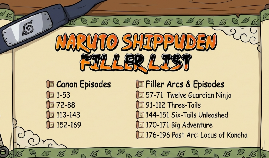 naruto shippuden filler list